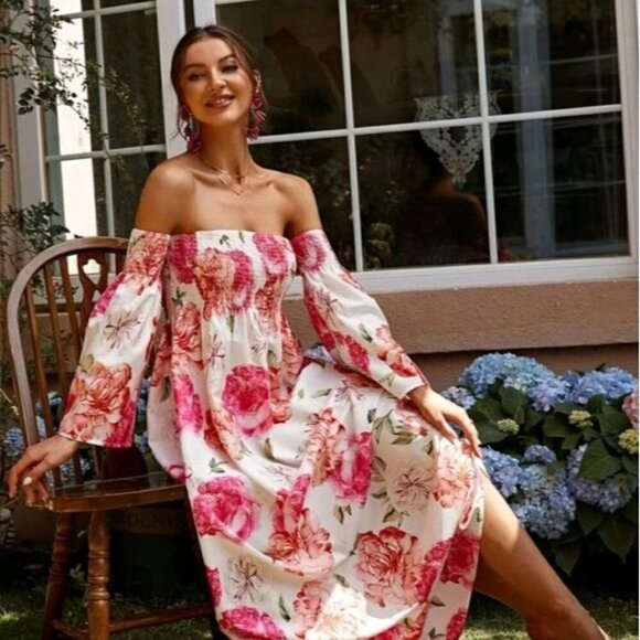 FLORAL ALL OVER PRINT BOHO PREMIUM QUALITY AND BRAND SPECIAL EVENT MAXI - Picture 3 of 8